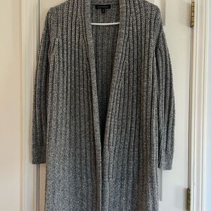 Banana Republic Long Open-Front Ribbed Cardigan - Gray